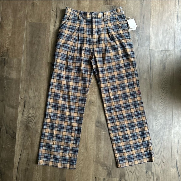 NWT Mother The Pleated Maven Plaid Pants Delta Dawn - Size 33 - Picture 8 of 14